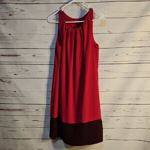Ivanka Trump Red Jewel Neck Pleated Sheath‎ Dress Women ,Size 4